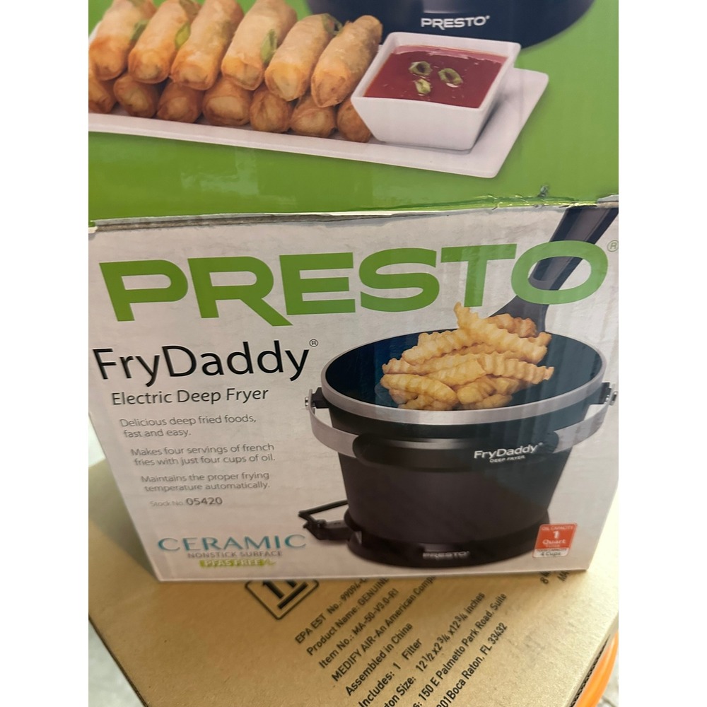 NEW Presto FryDaddy Electric Deep Fryer Black Ceramic 05420 4 Cup 1 Quart